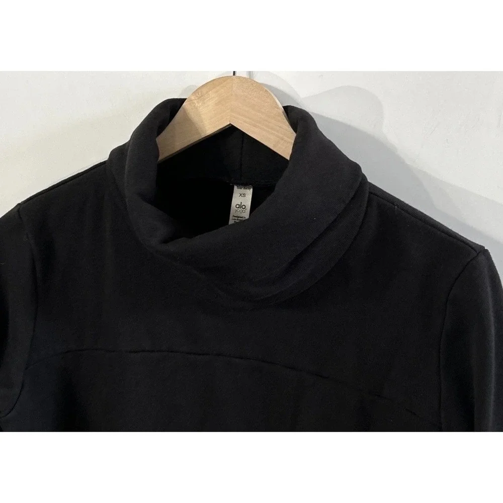 ALO YOGA Haze Long Sleeve Black Sweat Top Yoga Women's Sweatshirt Size XS